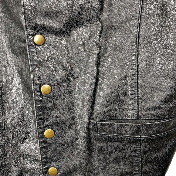 WILSON’S LEATHER Black Leather Biker Moto Vest, Size Large - Picture 3 of 9